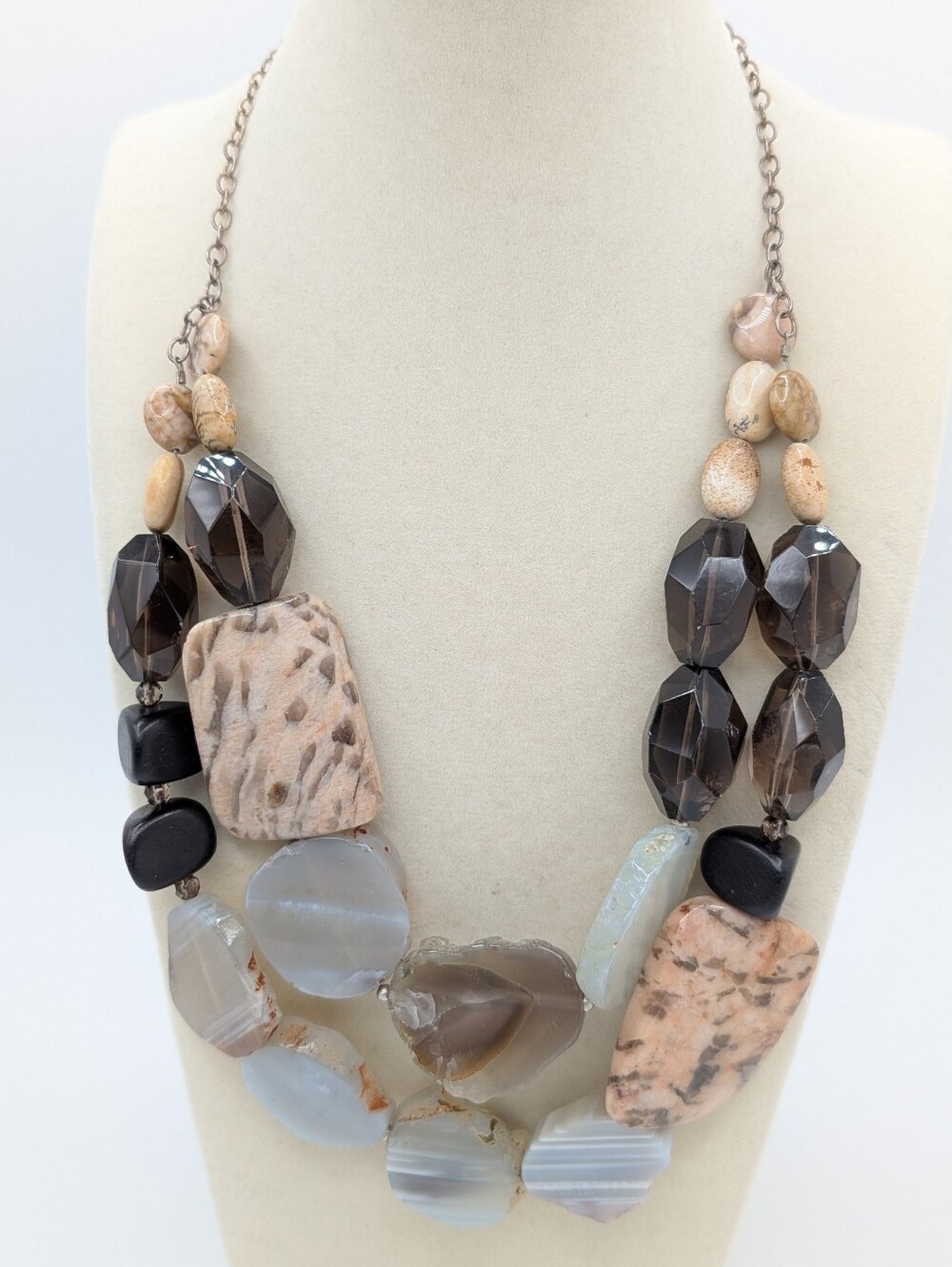 Barse 925 Statement Mixed Gemstone Double Strand Necklace 22"
